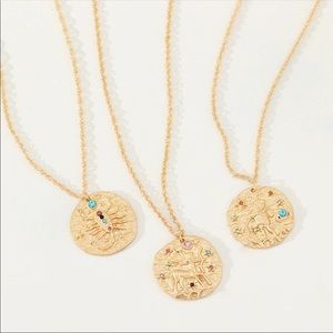 Crystal Zodiac Coin Necklace